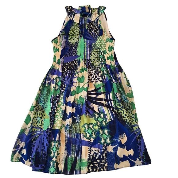 Ninety Clothing Co Womens Abstract Halter Sleeveless Summer Dress Blue Medium - Picture 3 of 13